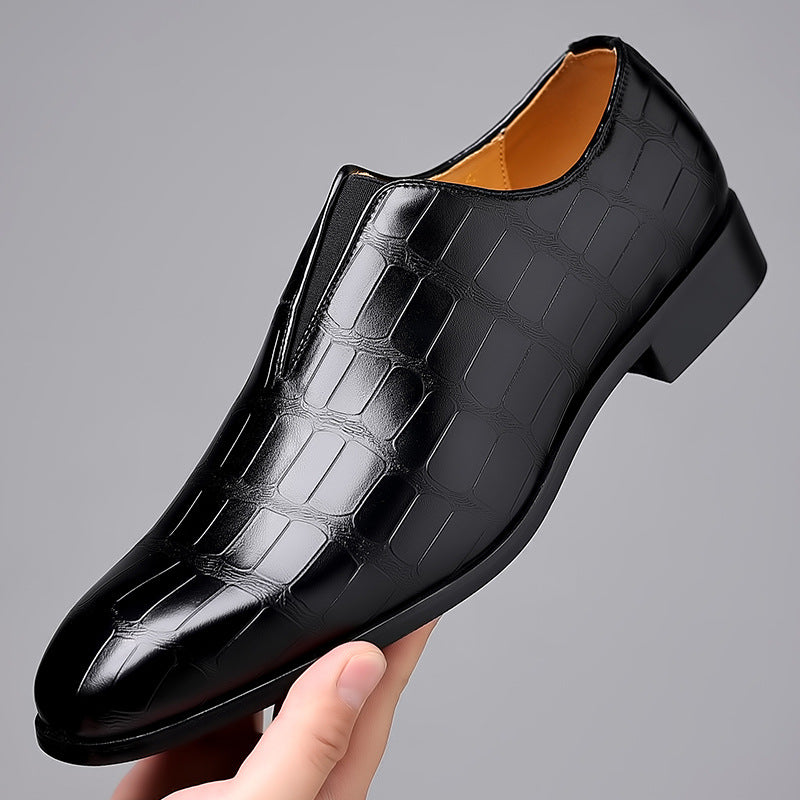 Stone Pattern Casual Leather Shoes Breathable Slip On - Hiccupzz
