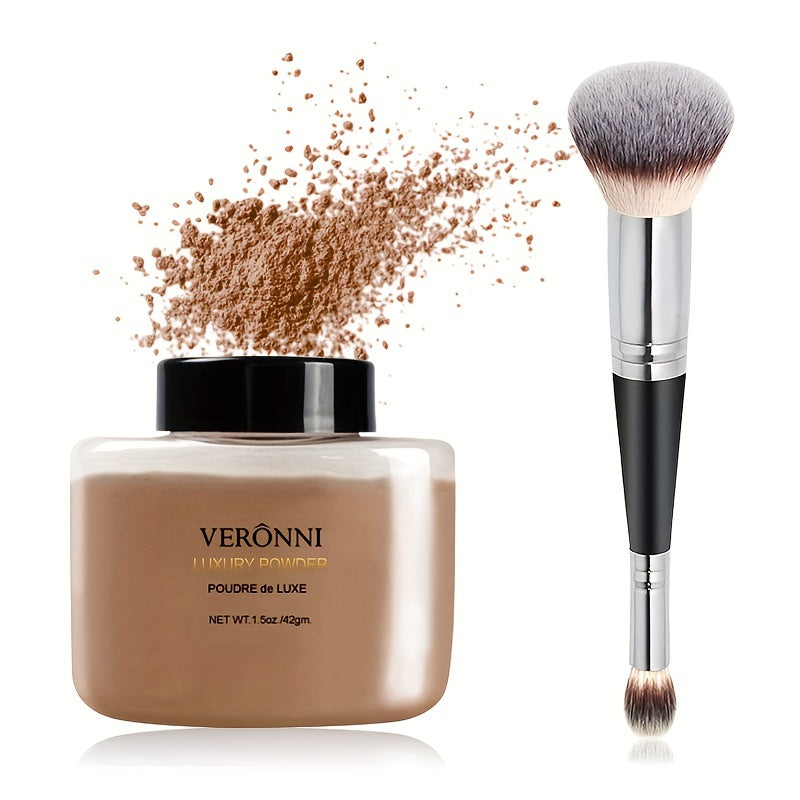 Shine-Free Matte Finishing Powder - Long-lasting & Lightweight Formula for Oil Control and Translucent Setting of Foundation Makeup with Brush Included - Hiccupzz
