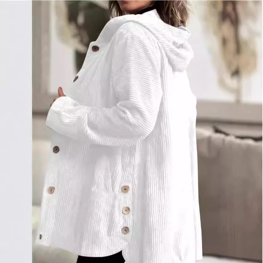 Women's Hooded Loose Corduroy Casual Jacket - Hiccupzz