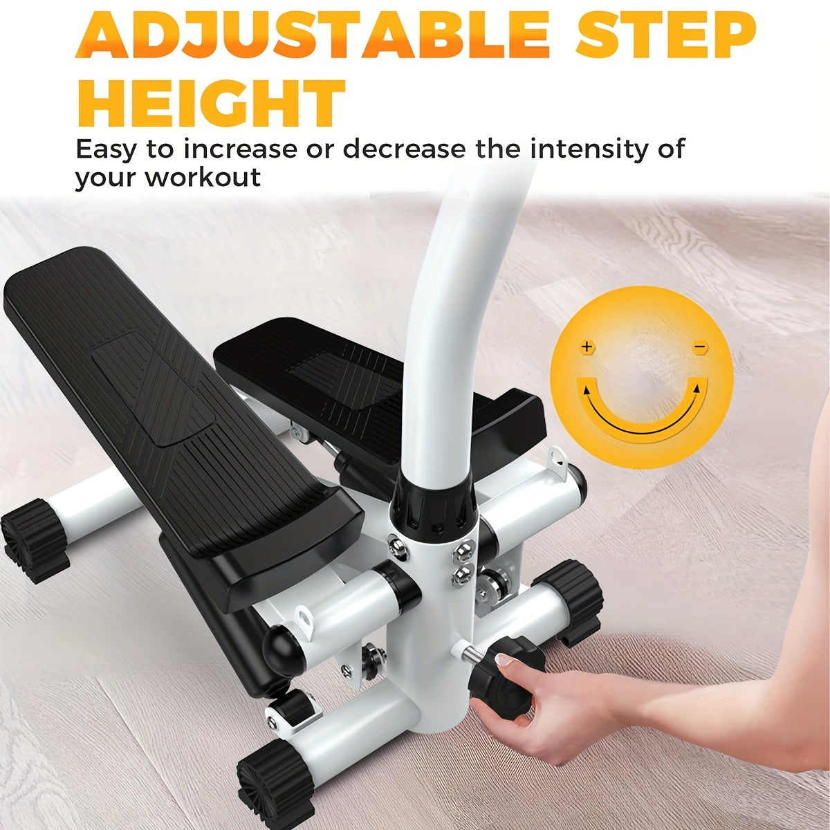 Stair stepper with handle - Mini stepper with 300 lb load capacity, hydraulic fitness stepper with LCD display - Hiccupzz