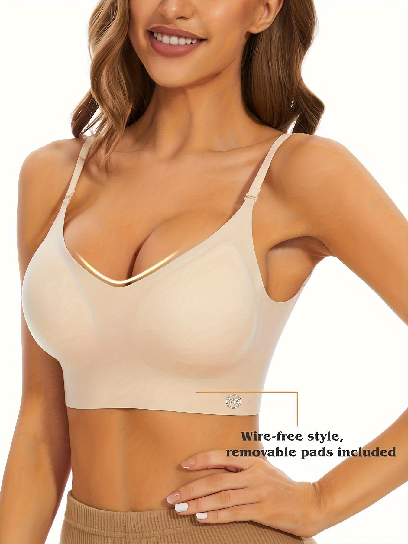 Women's Wireless Sports Bra With Flat Convertible Straps, Seamless Invisible Edge, And Ultra Low-Back Design, Adjustable Fit - Hiccupzz