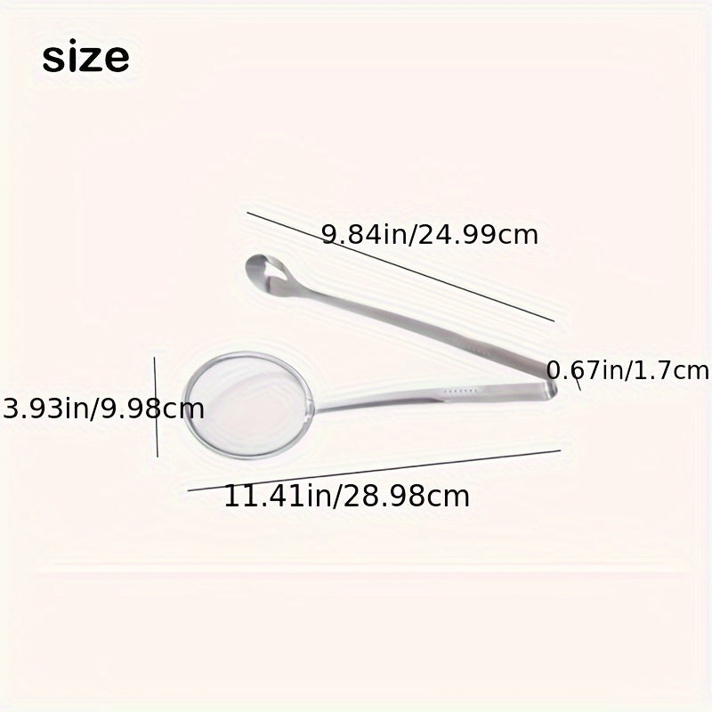Stainless Steel Kitchen Strainer Spoon & Tongs, High-Temperature Resistant, Ideal for Frying Foods