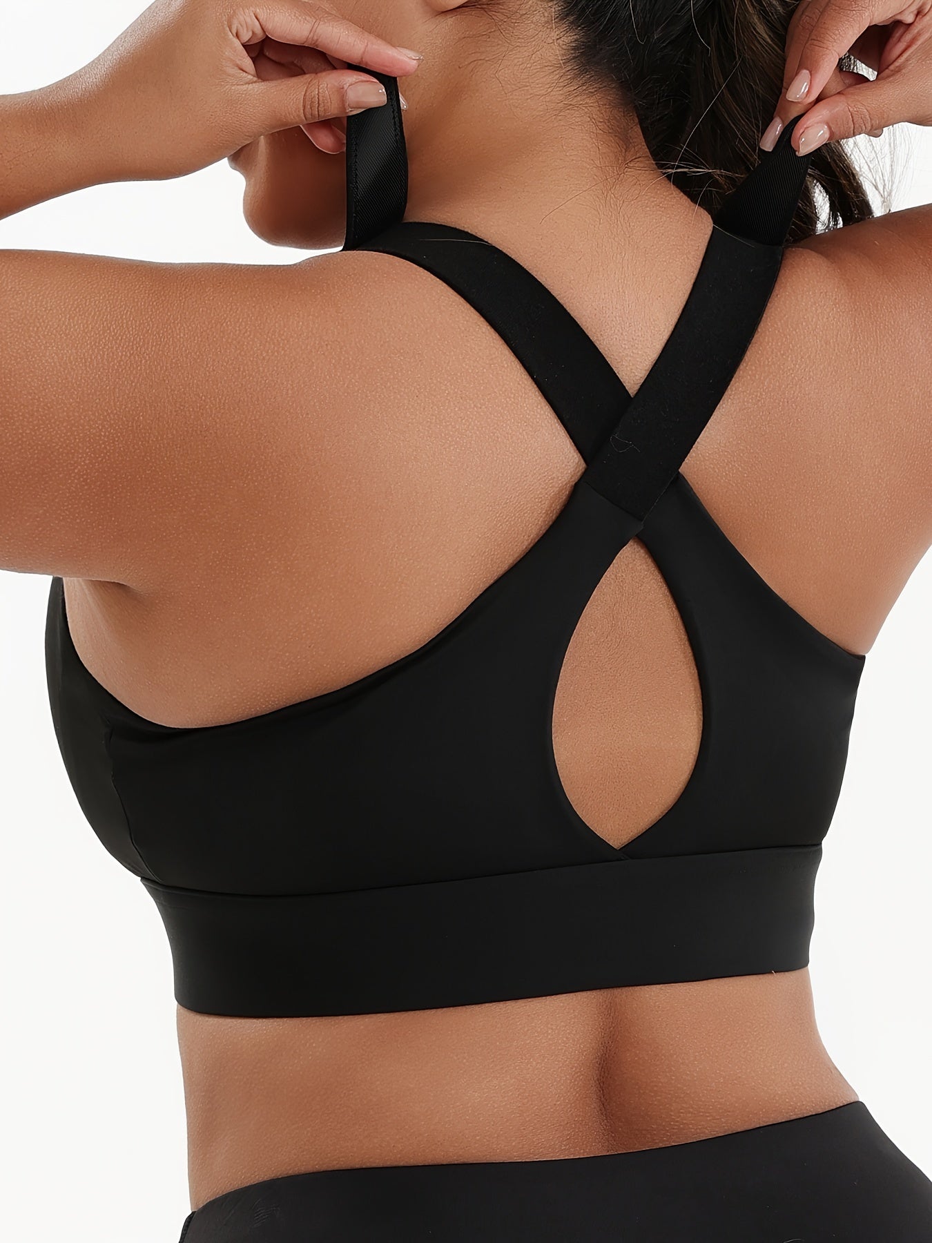 Plus Size Front Zip High Elasticity Sports Bra - Padded Yoga Bra with Adjustable Straps and Stylish Racerback Design - Hiccupzz