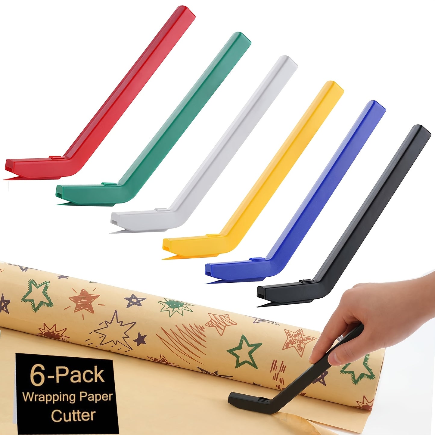 6-Pcs Easy-Glide Wrapping Paper Cutter Set – Safe, Battery-Free, and Perfect for Home, Office, or Classroom Use (6 Colors) - Hiccupzz