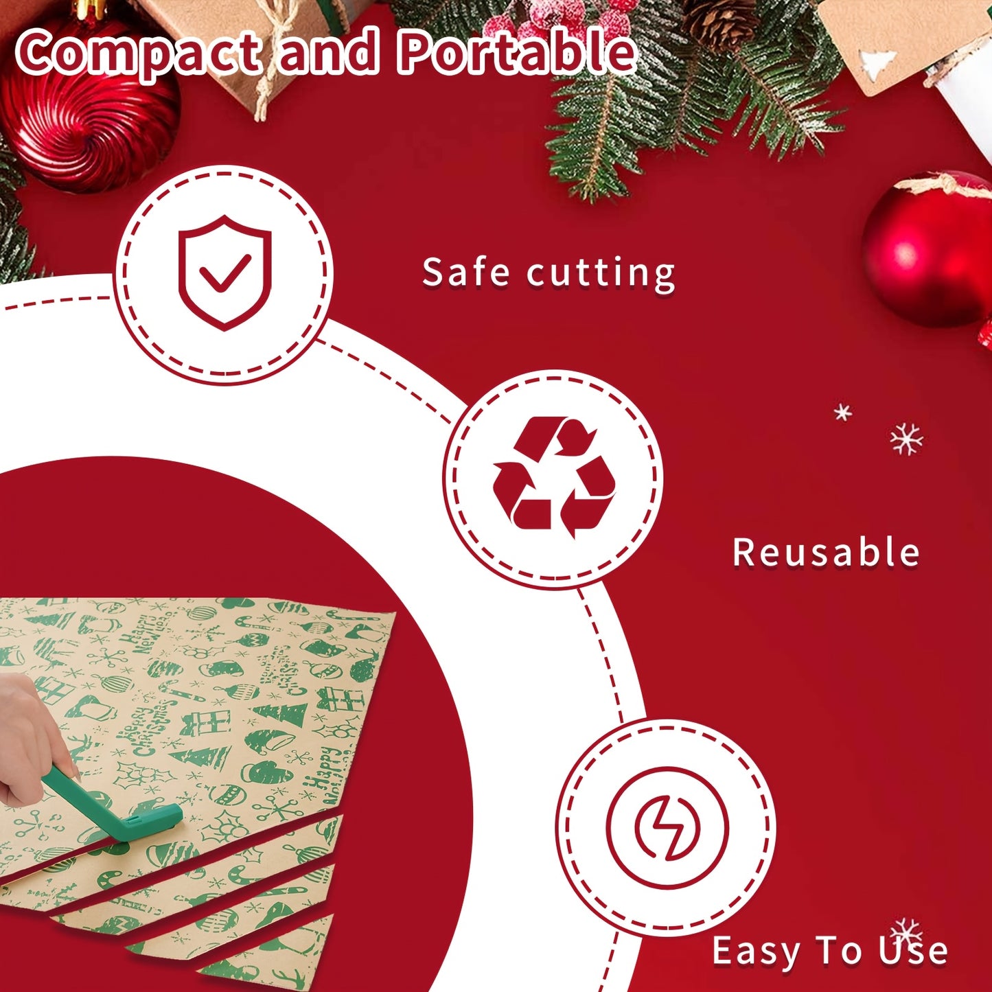 6-Pcs Easy-Glide Wrapping Paper Cutter Set – Safe, Battery-Free, and Perfect for Home, Office, or Classroom Use (6 Colors) - Hiccupzz