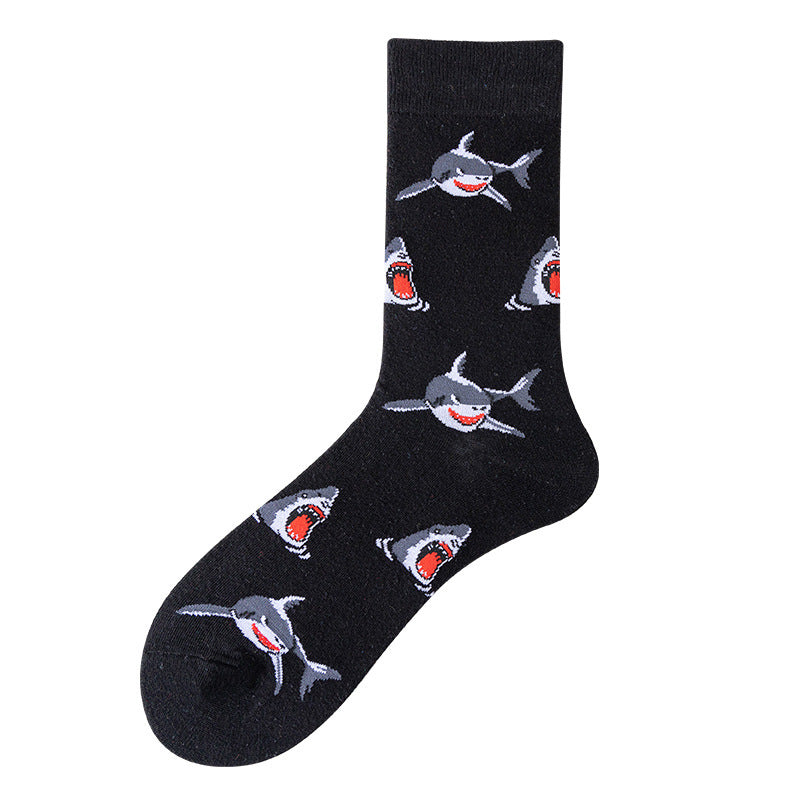 Men's shark cartoon funny pattern stockings - Hiccupzz