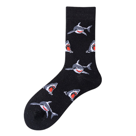 Men's shark cartoon funny pattern stockings - Hiccupzz