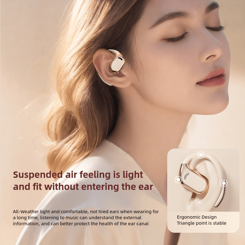 New Wireless Earphone New Open Air Conduction Earbuds Small Round Design Non In Ear Long Standby Headphone HIFI Sound Earhook - Hiccupzz