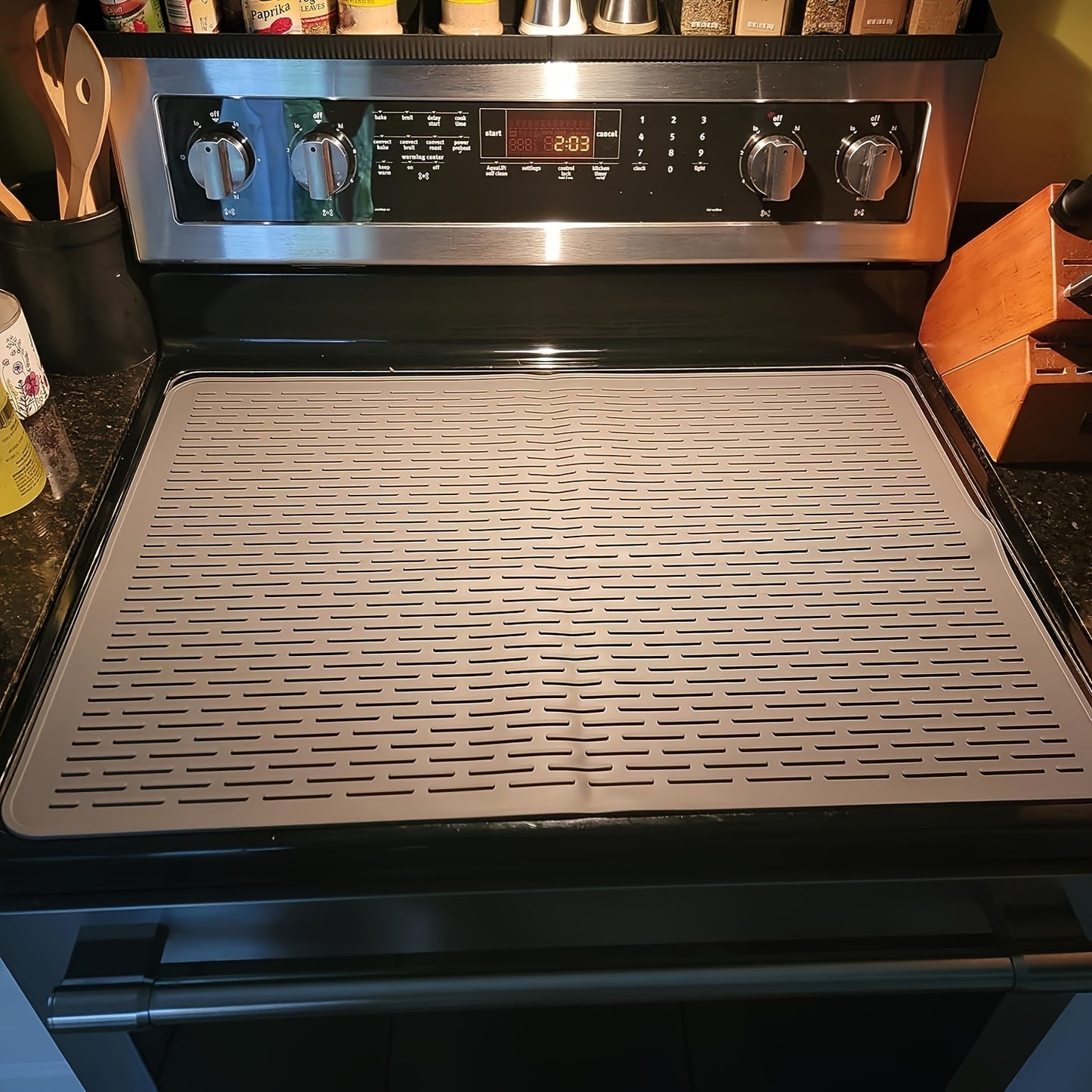 Silicone Electric Stove Cover Mat for Ceramic Cooktop, Heat Resistant Glass Stove Protector, 28x20 Inch Dish Drying Mat for Kitchen - Hiccupzz