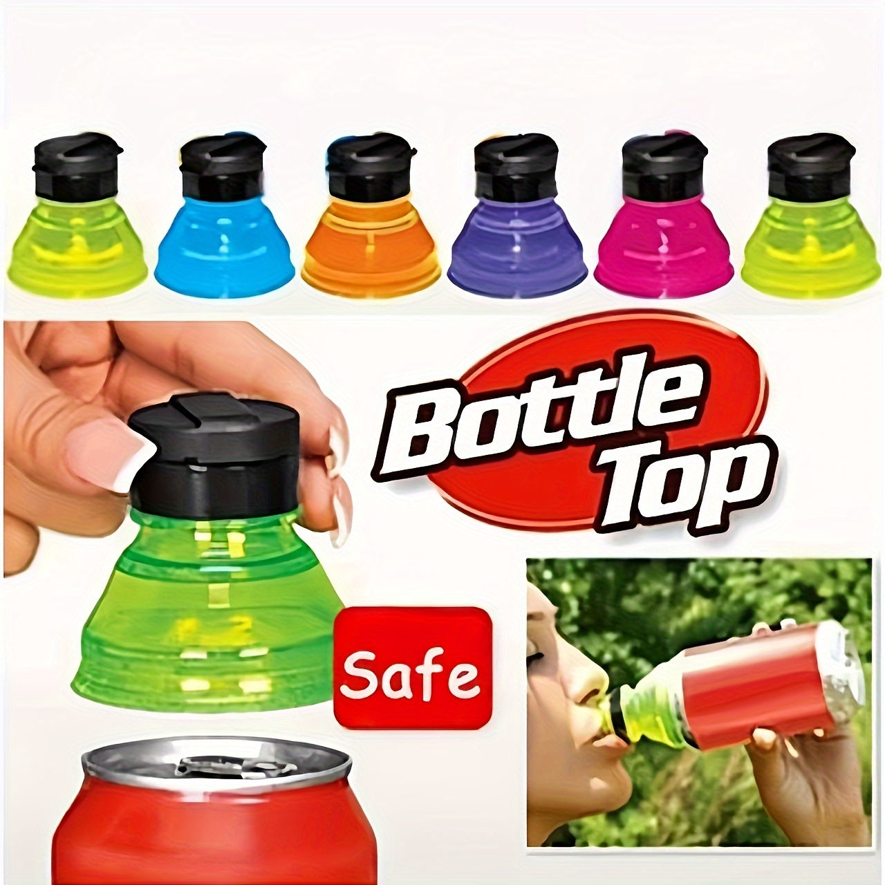 6 Pcs Reusable Can Covers - Perfect for Soda, Beer, Energy Drinks & More - Ideal for Picnics, Beach Parties & Gatherings, Pop Can Bottle Tops, Juice Seltzer