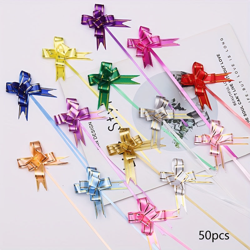Small Hand Pull Flower Ribbon Bows (10/50pcs): Perfect for Gift Wrapping, Holiday Decor, and Wedding Decorations - Hiccupzz