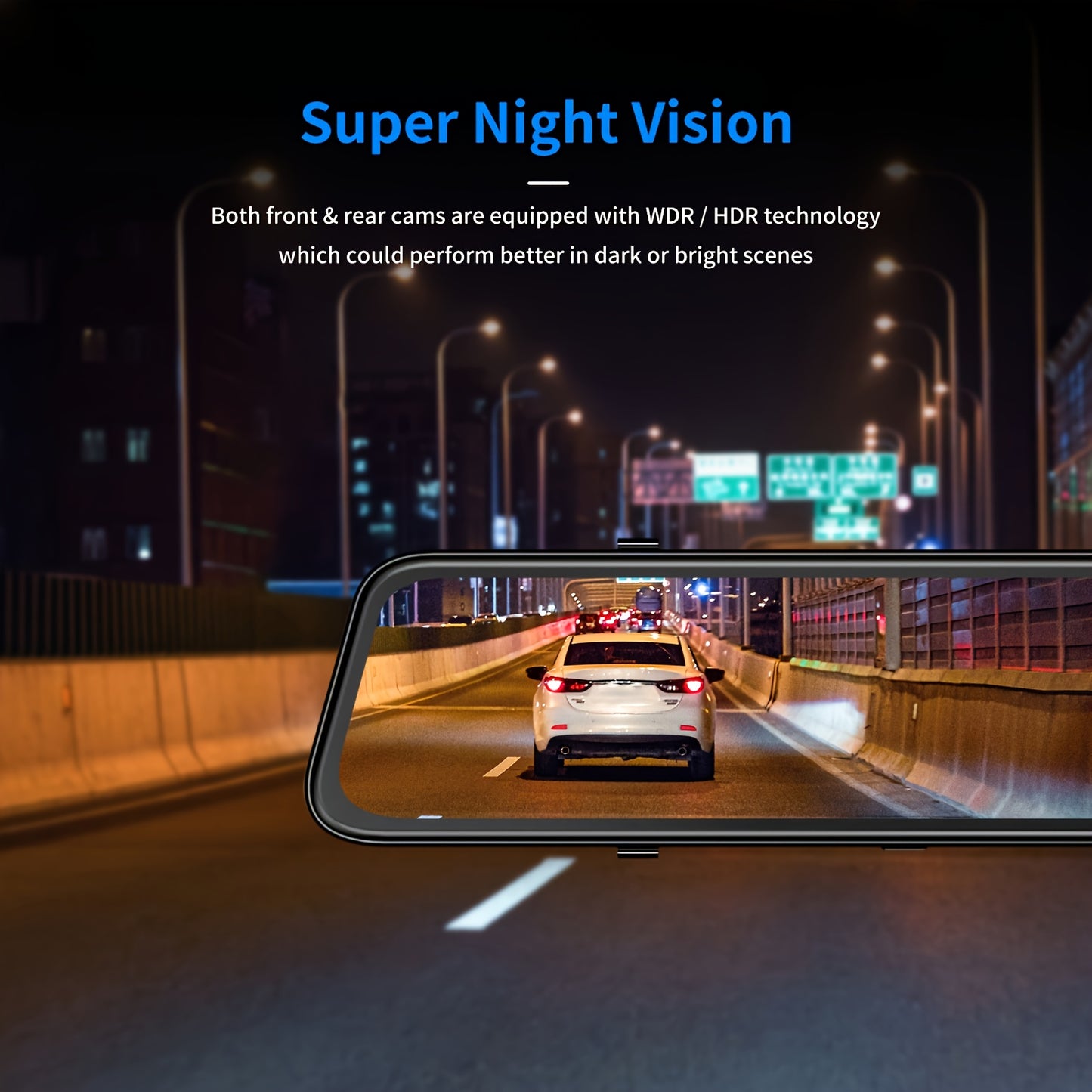 4K Mirror Dash Cam 12", Rearview Mirror Camera For Car & Trucks, 2160P Full HD, Waterproof Backup WDR Camera, Night Vision, Parking Assistance - Hiccupzz