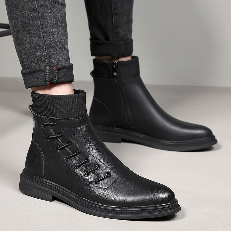 Chelsea Boots British Fashion Men's Shoes Plush And Warm - Hiccupzz