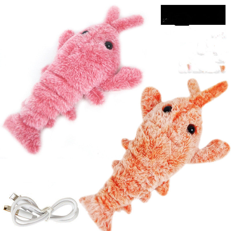 Pet Toys Electric Jumping Shrimp USB Charging Simulation Lobster Funny Cat Plush Pets Toy - Hiccupzz