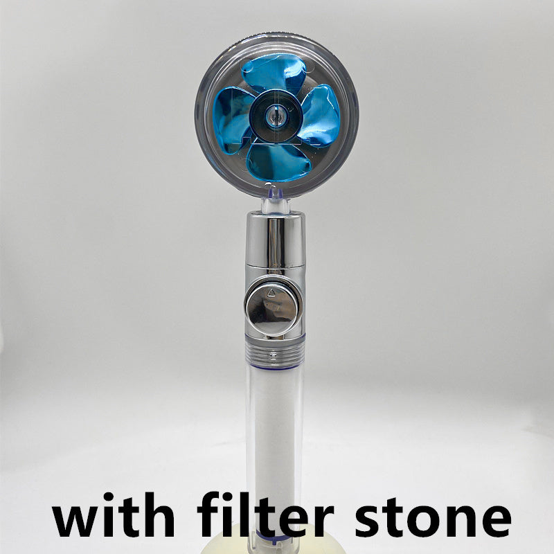 Shower Head Water flow 360 Degrees Rotating With Small Fan ABS Rain High Pressure Spray Nozzle Bathroom Accessories - Hiccupzz