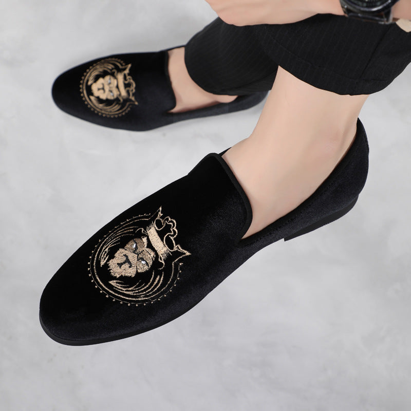 British Breathable Tods Casual Shoes Men's Trendy Embroidered Leather Shoes - Hiccupzz