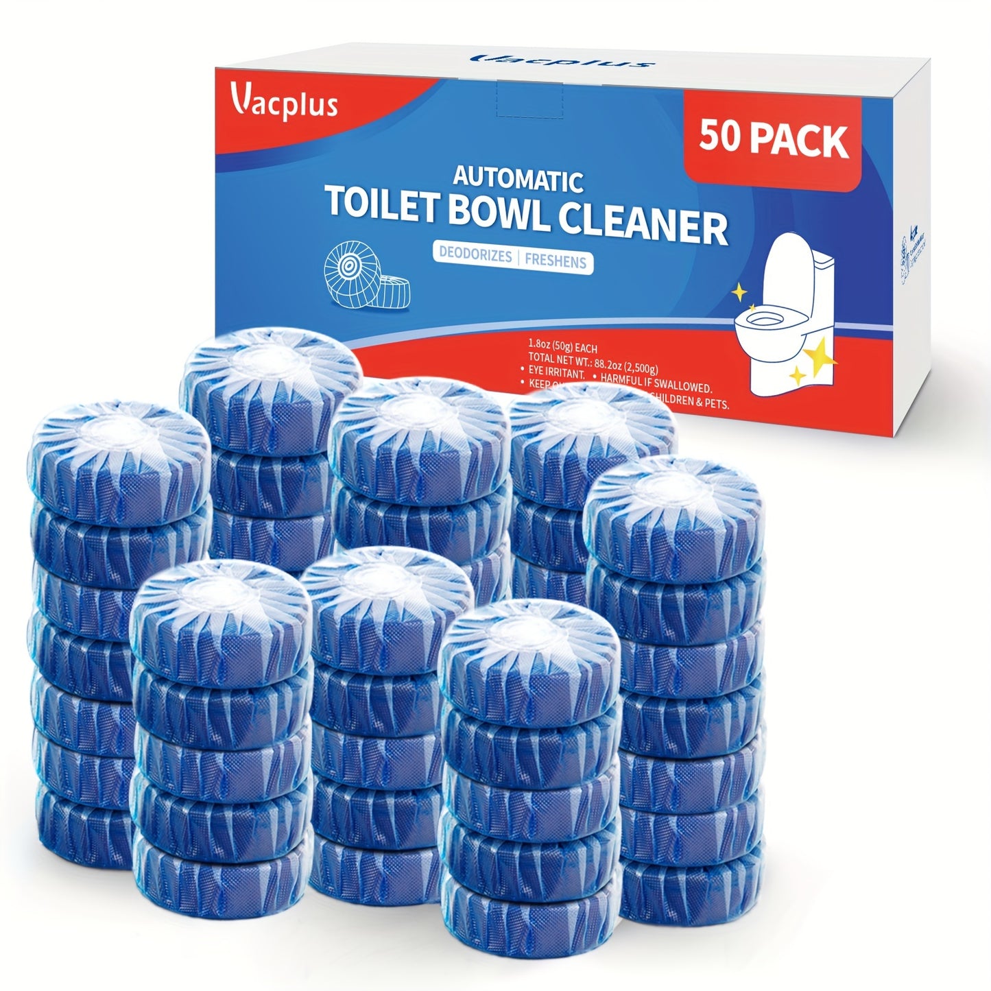 Automatic Toilet Bowl Cleaner Tablets - Low Odor, Long-Lasting Deodorizing, Tough Stain Removal