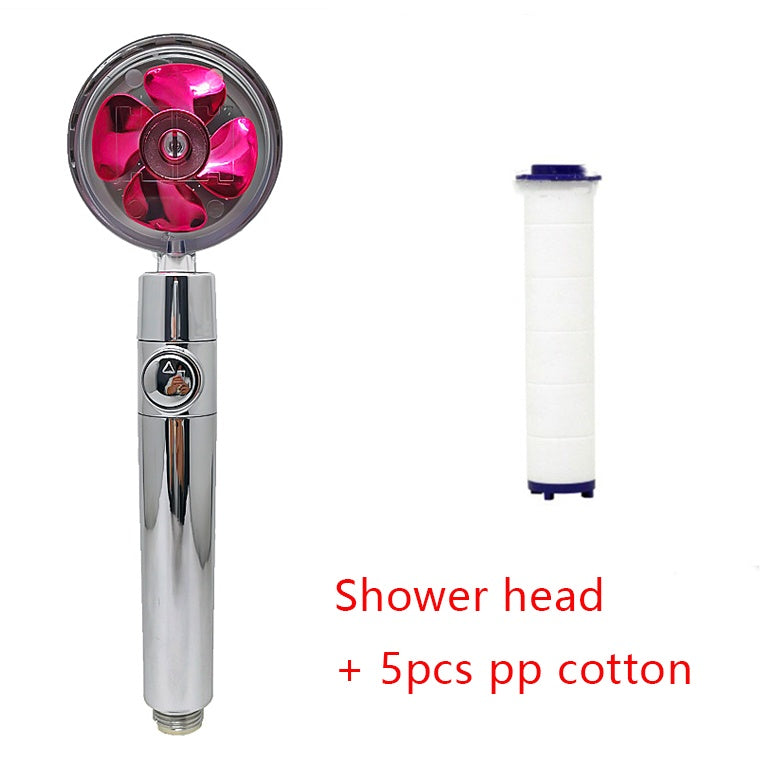 Shower Head Water flow 360 Degrees Rotating With Small Fan ABS Rain High Pressure Spray Nozzle Bathroom Accessories - Hiccupzz