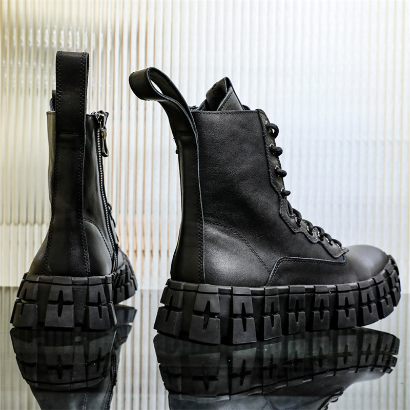 Thick Sole Mid Top Motorcycle Boots - Hiccupzz