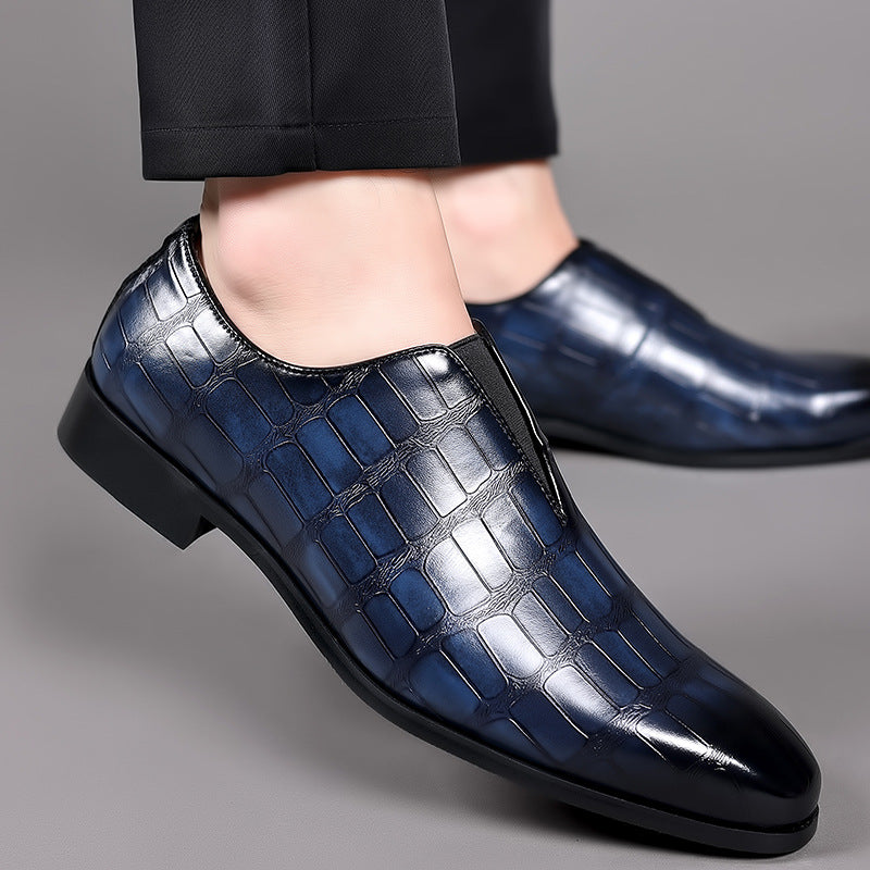 Stone Pattern Casual Leather Shoes Breathable Slip On - Hiccupzz
