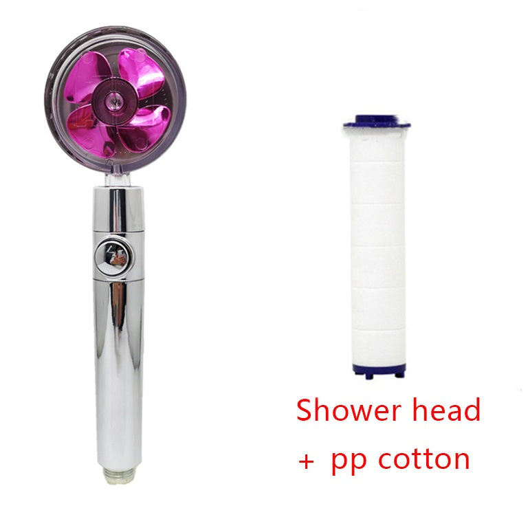 Shower Head Water flow 360 Degrees Rotating With Small Fan ABS Rain High Pressure Spray Nozzle Bathroom Accessories - Hiccupzz
