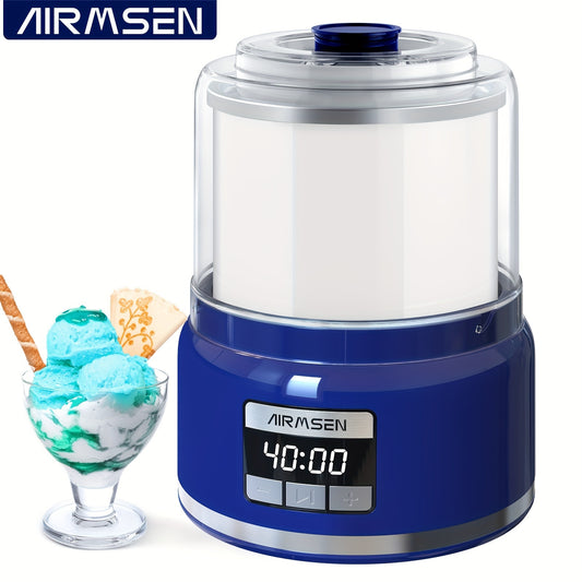 Ice Cream Maker, 2.1-Quart Frozen Yogurt Maker with LED Screen and Timer for Gelato, Milkshakes, Sorbet- Double-Insulated Freezer Bowl, Compact Size