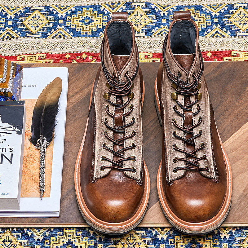 Motorcycle Leather Boots Men's Genuine Leather England Style - Hiccupzz