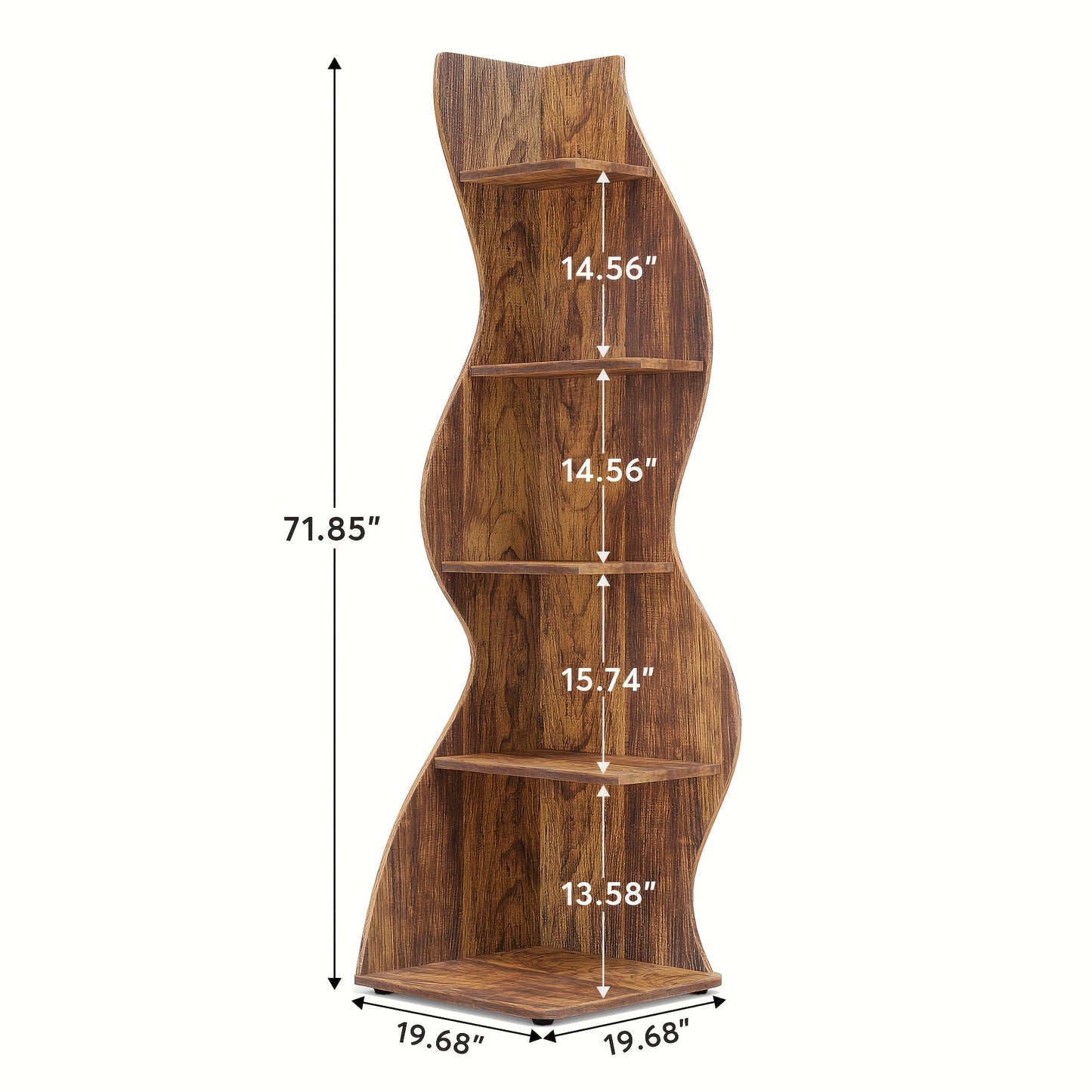 5-Tier Corner Shelf, Rustic Wall Bookshelf, Stylish Plant Stand for Living Room & Office