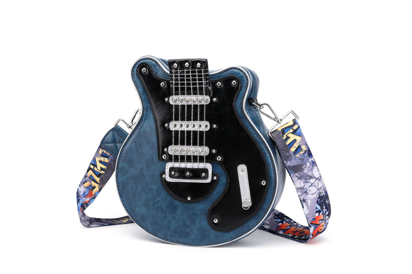Retro fashion guitar-shaped crossbody bag - Y2K style design, wide adjustable shoulder strap