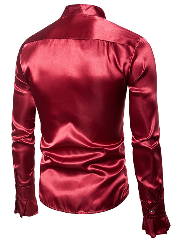 Men's Casual Dress Shirt Button Down Shirts Long-Sleeve Work Shirt Spread Collar Tops - Hiccupzz