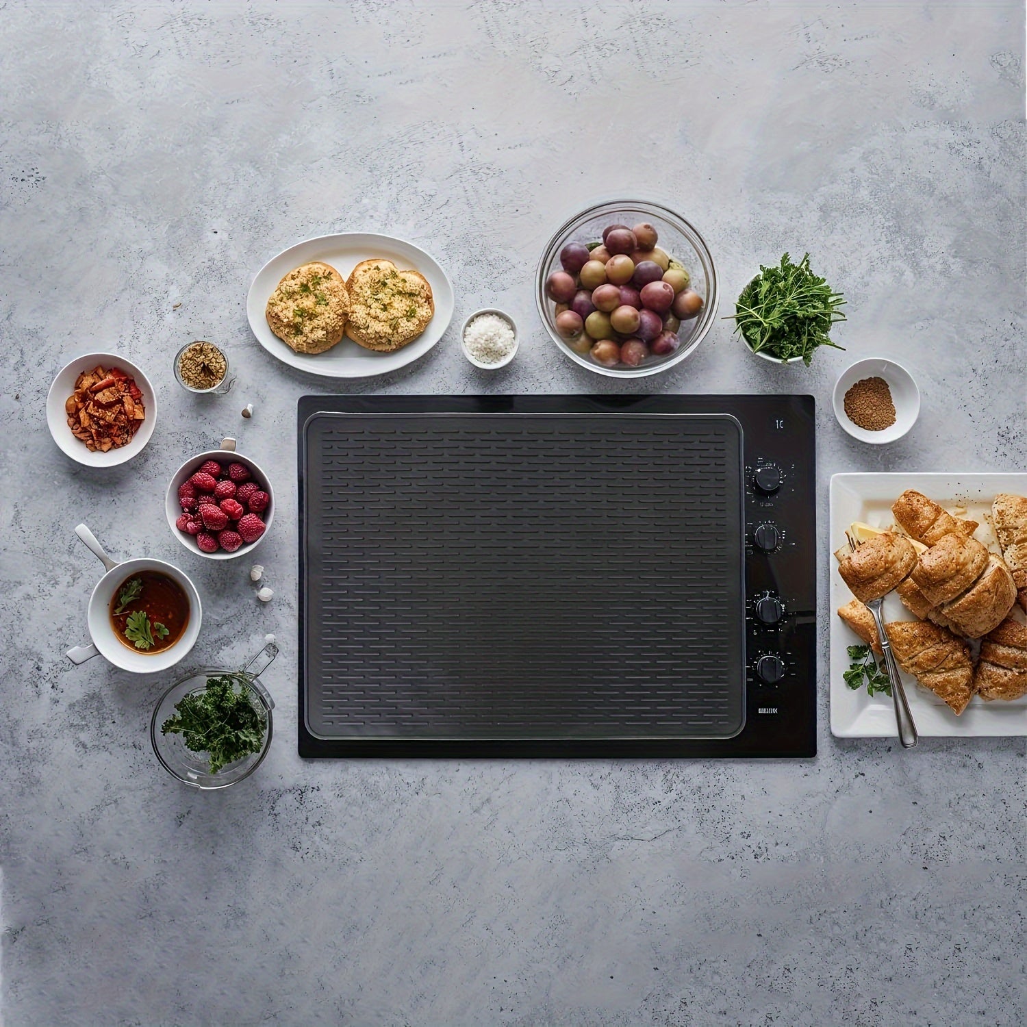 Silicone Electric Stove Cover Mat for Ceramic Cooktop, Heat Resistant Glass Stove Protector, 28x20 Inch Dish Drying Mat for Kitchen - Hiccupzz