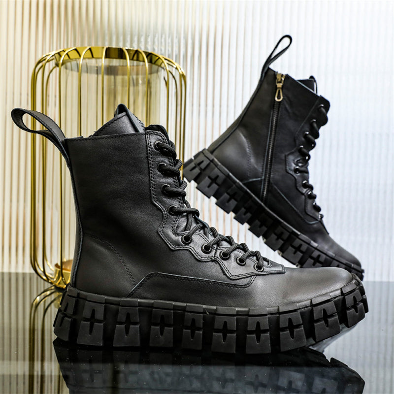 Thick Sole Mid Top Motorcycle Boots - Hiccupzz