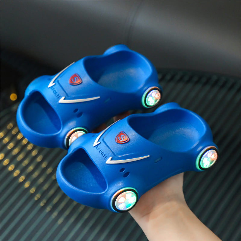 Kids Glowing Slippers Cartoon Car Sandals Children Sandals Anti Slip Boys Girls Luminous Slippers Summer Beach Shoes - Hiccupzz