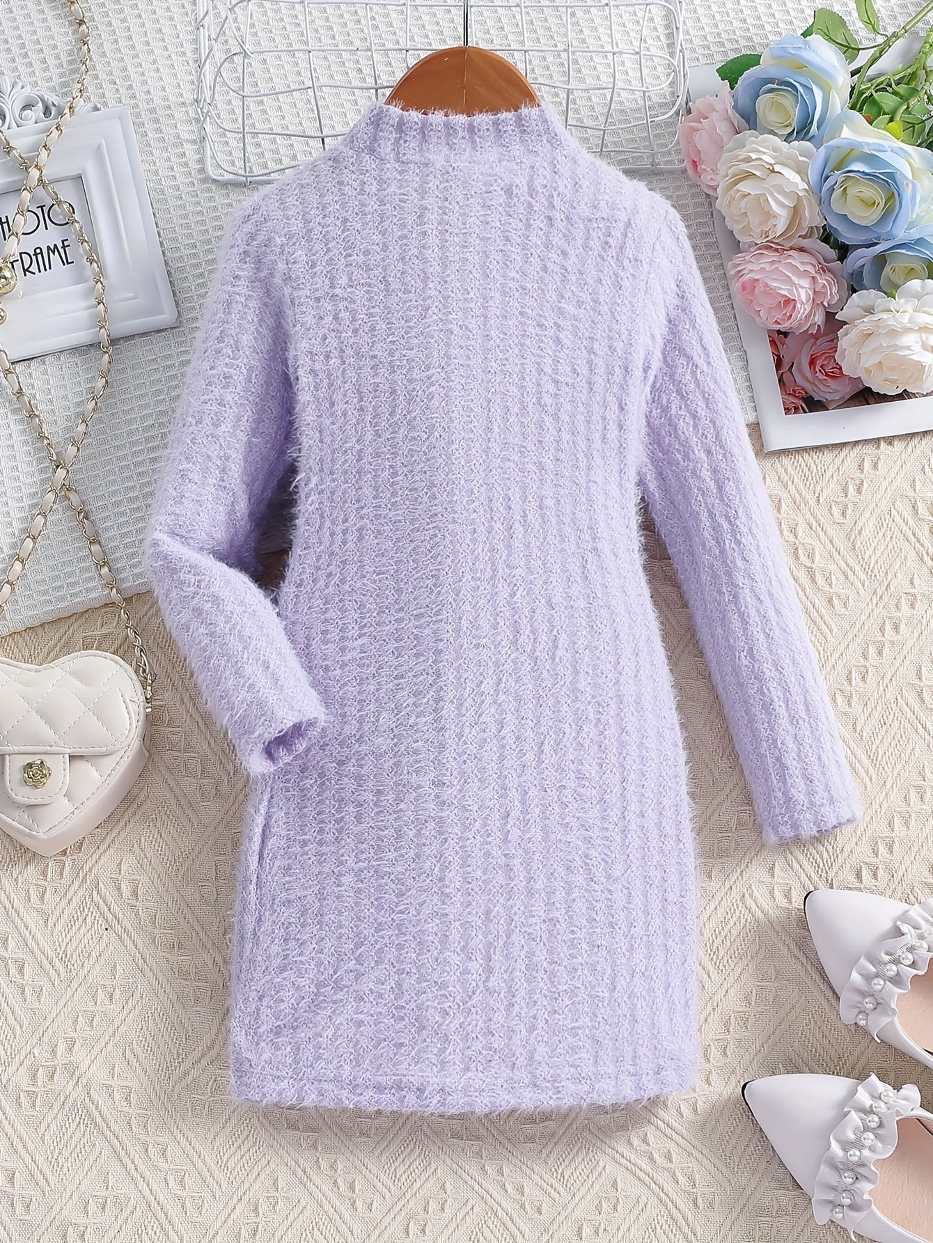 Elegant Solid Long Sleeve Dress, Comfy Warm, Fall Winter Party Dress - Hiccupzz