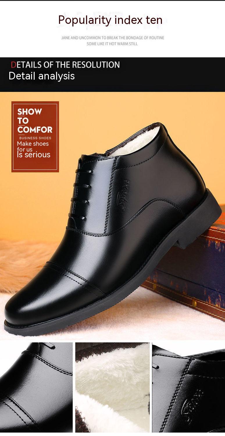 Winter Real Leather With Fleece Lining Men's Cotton Shoes - Hiccupzz