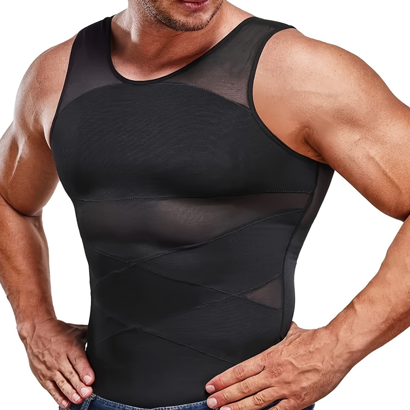 Men's Compression Shirt - Slimming Tummy Shaper Vest Tank Top - Hiccupzz