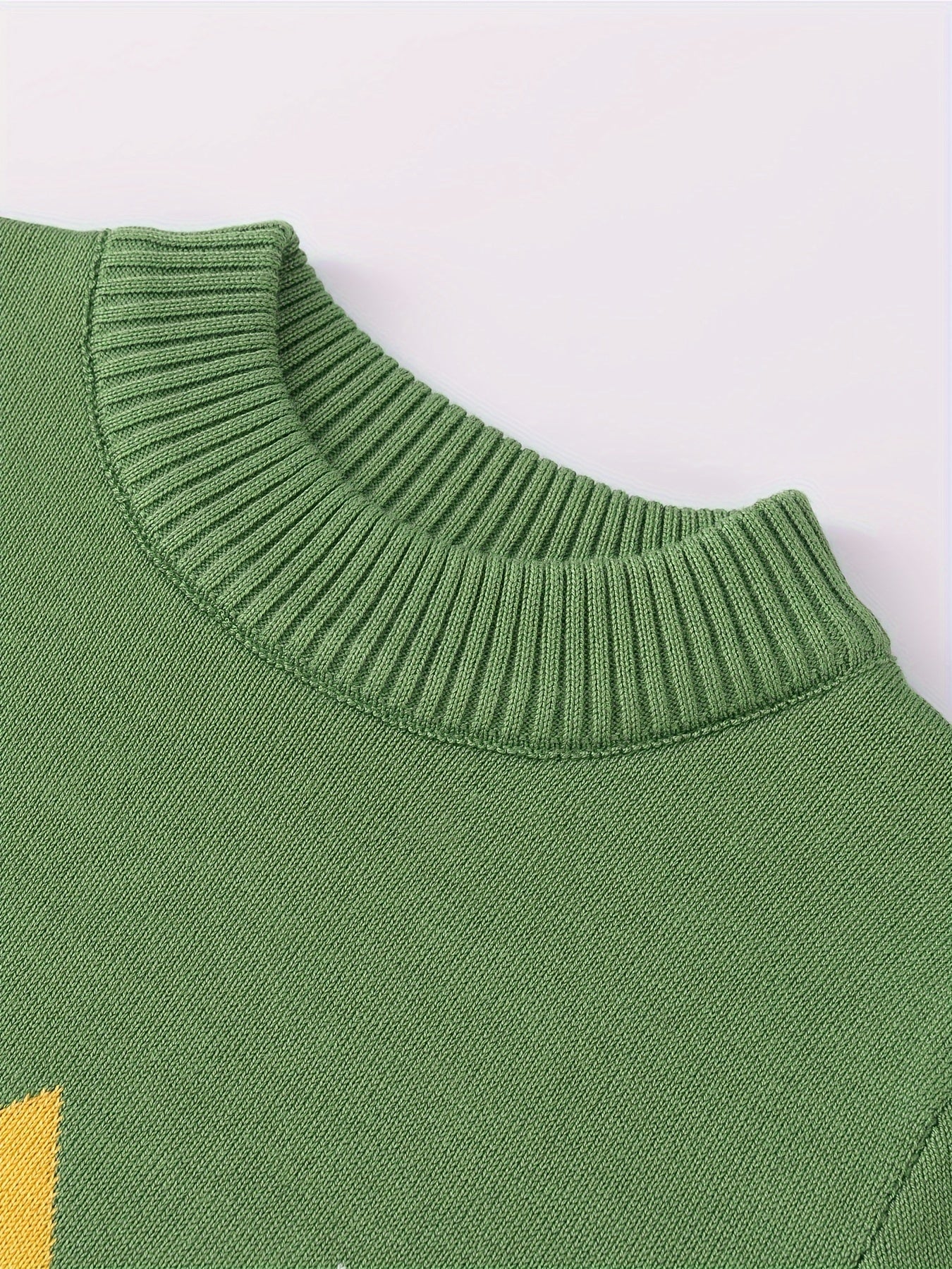 Kid's Color Clash Argyle Jacquard Sweater, Preppy Style Cable Knit Long Sleeve Top, Fall/Winter - Hiccupzz