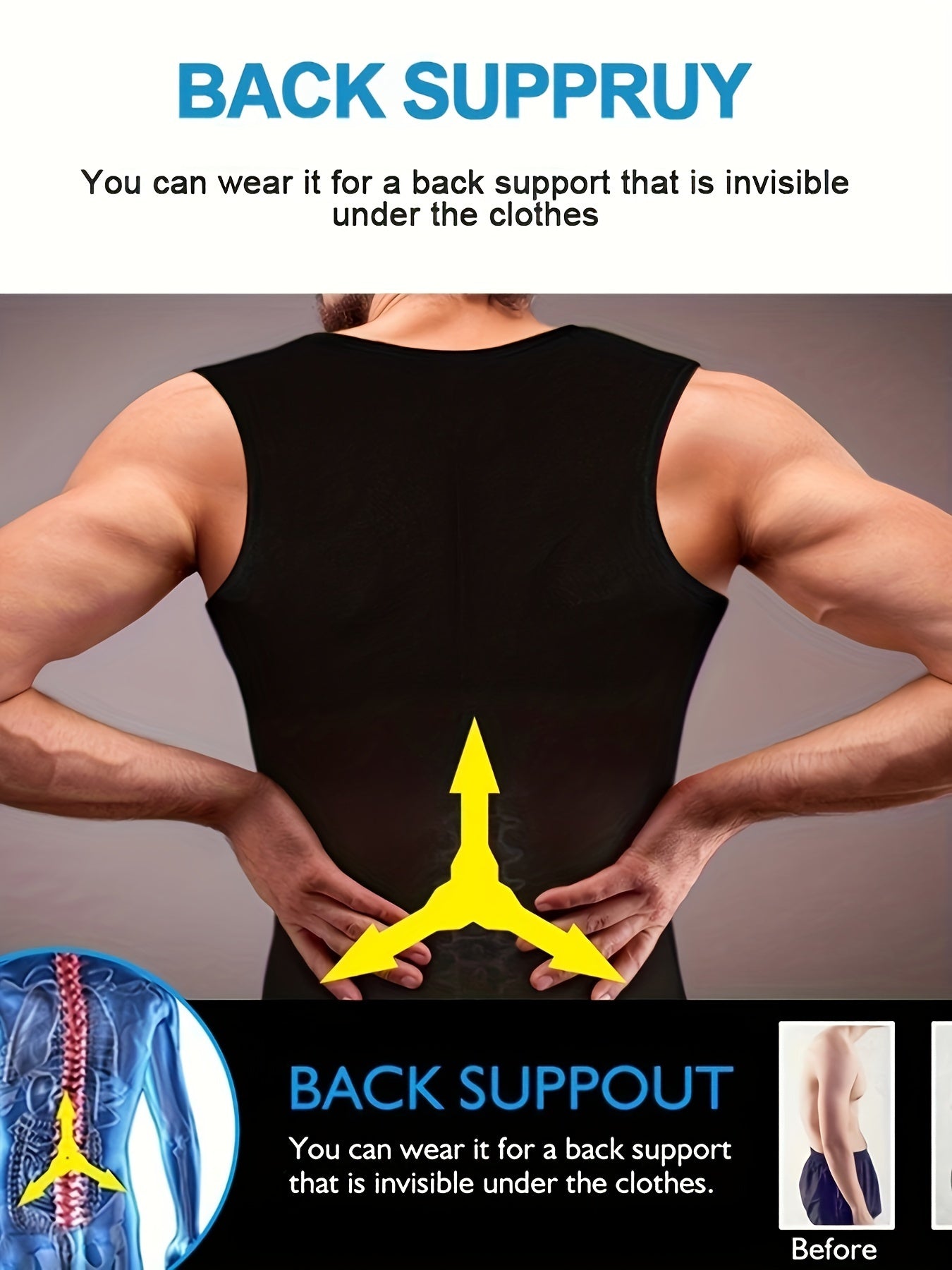 Unisex Compression Body Shaper Top - Slimming Chest & Abdomen Vest - Hiccupzz