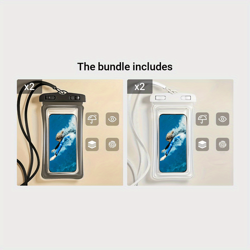 Waterproof Phone Pouch – 3D Design, Clear Dry Bag for 8-Inch Smartphones with Neck Strap - Hiccupzz