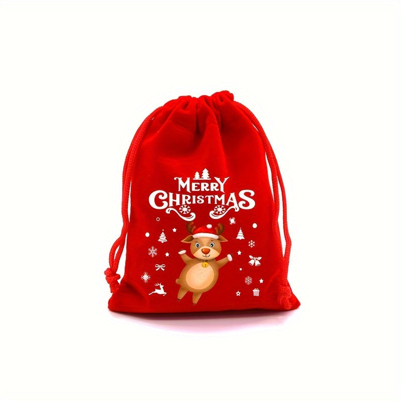 Festive Red Velvet Goody Bags – Ideal for Christmas Party Favors or Jewelry Pouches - Hiccupzz