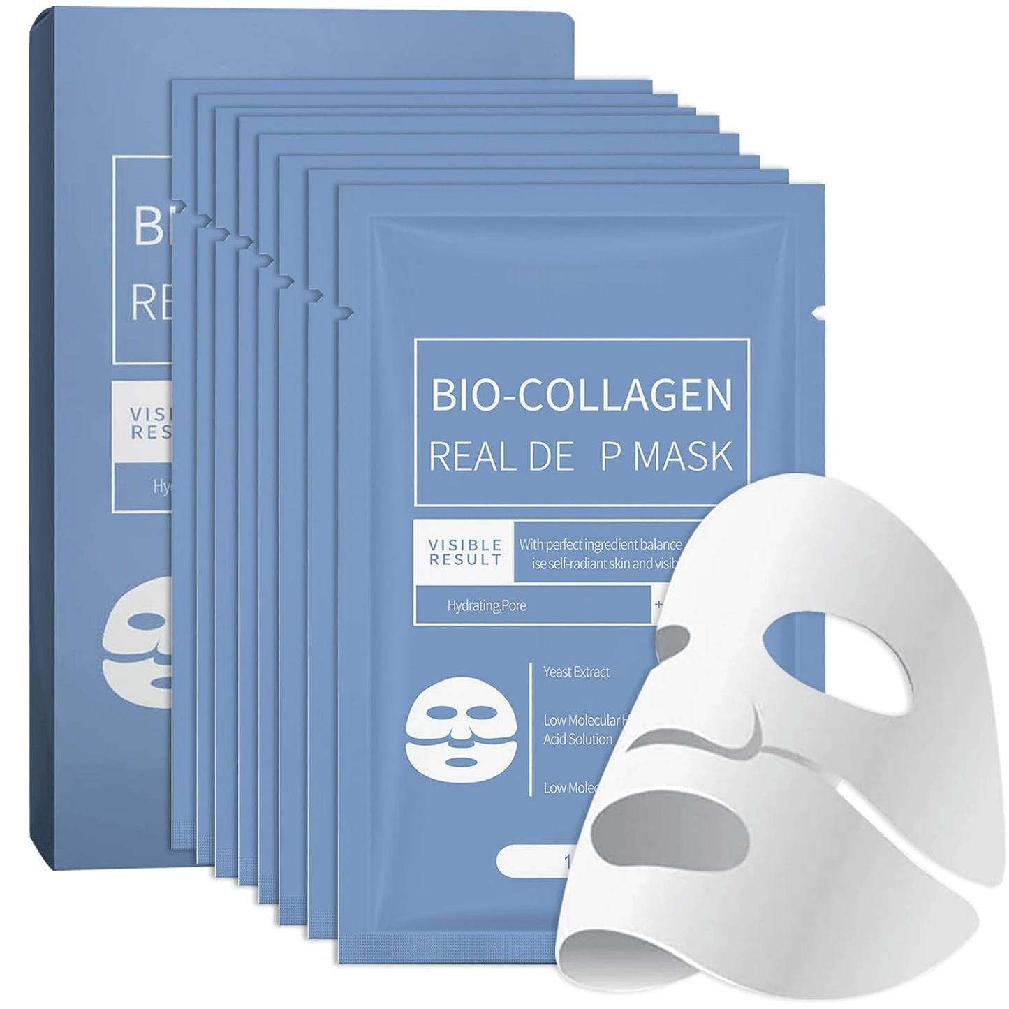 2Boxs Bio-Collagen Real Mask, Collagen Face Moisturize Mask Overnight, Collagen Face Mask Hydrating Firming Hydrogel Mask (4PCS/1 Box) - Hiccupzz