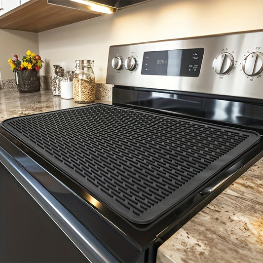 Silicone Electric Stove Cover Mat for Ceramic Cooktop, Heat Resistant Glass Stove Protector, 28x20 Inch Dish Drying Mat for Kitchen - Hiccupzz