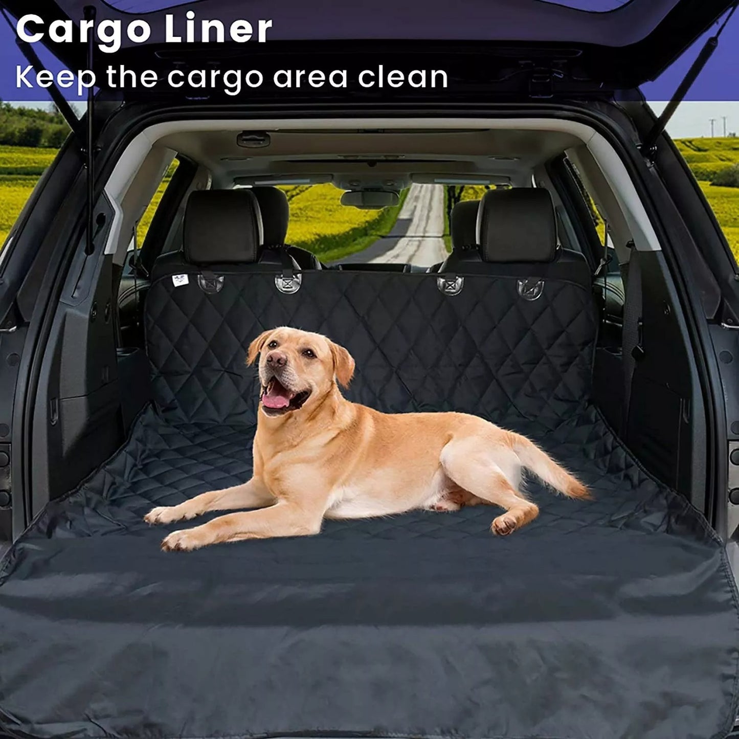 Seat Cover Rear Back Car Pet Dog Travel Waterproof Bench Protector Luxury -Black - Hiccupzz