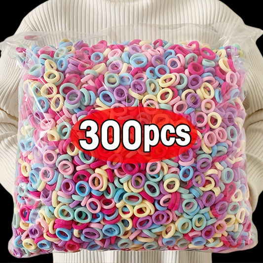 Children's Elastic Hair Rope: Girls Scrunchies Hair Accessories Set (100/300 pcs) - Ideal for Gifts - Hiccupzz