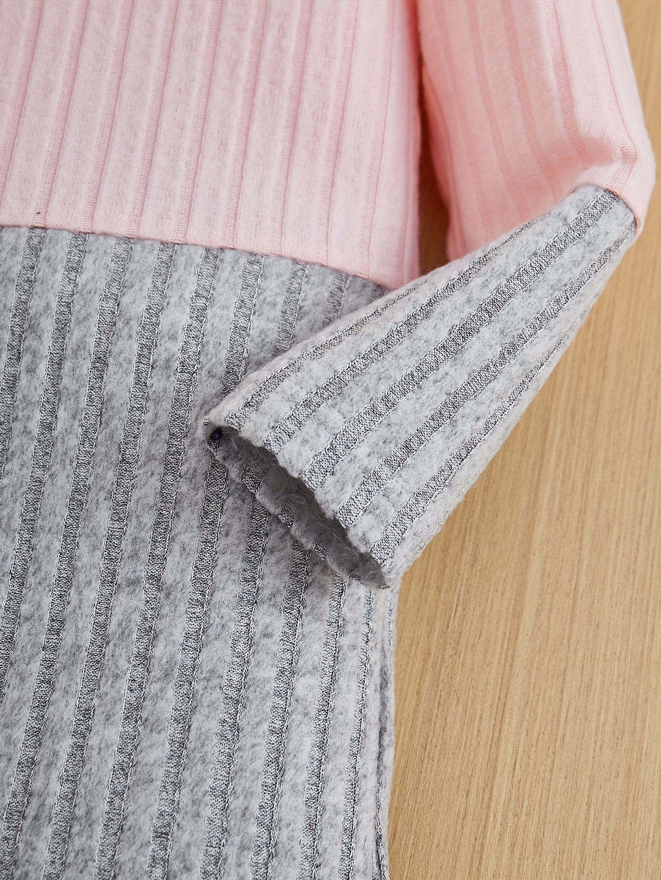 Girls Splicing Ribbed Knit Turtleneck Dress Kids Clothes Party Gift 3-8Y - Hiccupzz