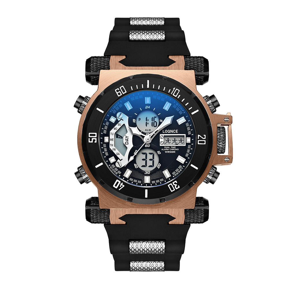 Dual Display Electronic Watch Dual Movement Chronograph Luminous - Hiccupzz
