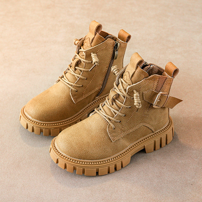 Boy Martin Boots Children Plus Fleece Shortautumn And Winter - Hiccupzz