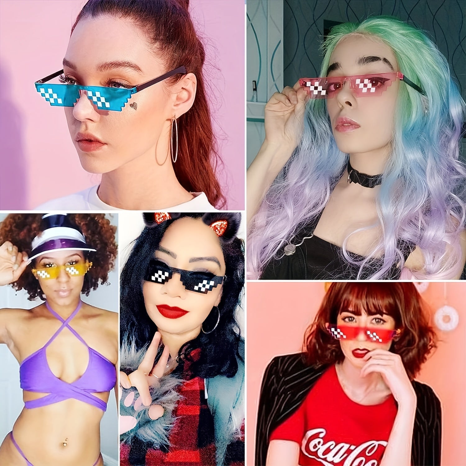 Thug Life Pixel Glasses - 10pcs Party Glasses for Adults & Teens, Fun Bachelor Party Decor - Hiccupzz