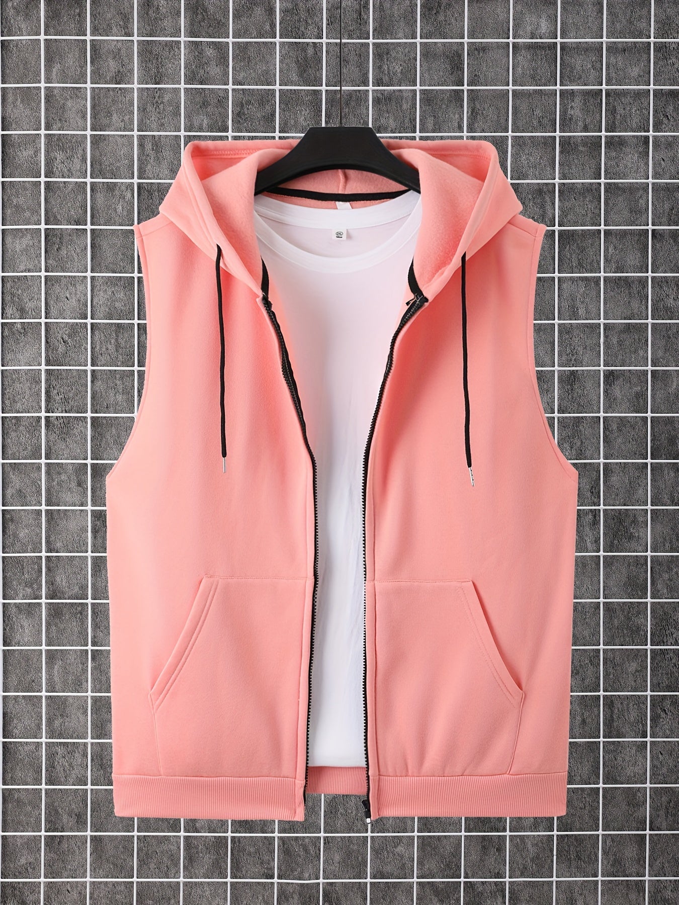Men's Sleeveless Zip-Up Hoodie Vest with Pocket, Casual Outdoor Activewear - Hiccupzz