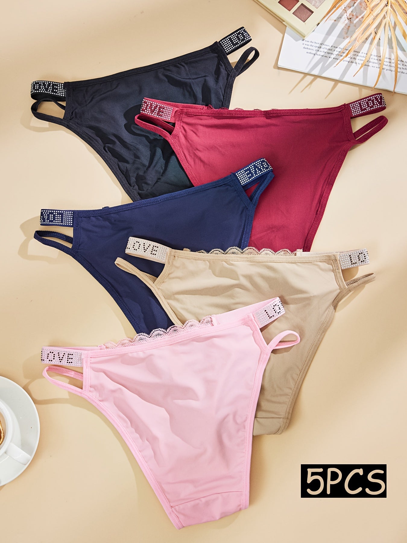 5-Pack Floral Lace Triangle Panties, Stretchy Breathable Underwear for Women - Hiccupzz